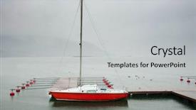  Presentation with stormy sea - Slide set featuring lonely yacht on stormy weather background and a light gray colored foreground