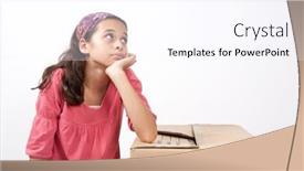  Presentation with sad girl - Presentation theme featuring lonely-young-girl-feeling-sad background and a sky blue colored foreground