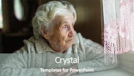  Presentation with elderly care - Theme consisting of lones - elderly old woman looks sadly background and a gray colored foreground
