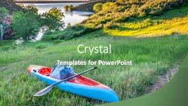  Presentation with mountain lake - Presentation design with long-and-narrow-racing-stand background and a seafoam green colored foreground