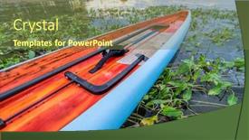  Presentation with boating - Slide set enhanced with long-and-narrow-racing-stand background and a tawny brown colored foreground