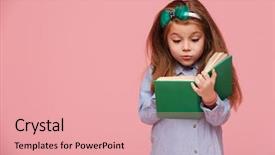  Presentation with education pink - Beautiful theme featuring long auburn hair reading interesting backdrop and a coral colored foreground