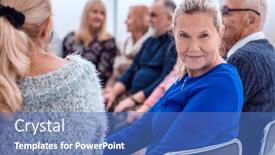  Presentation with long term care elderly - Beautiful PPT theme featuring long-awaited-meeting backdrop and a teal colored foreground