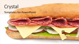  Presentation with lettuce in the vegetable garden - Slide deck enhanced with long baguette sandwich with lettuce background and a yellow colored foreground