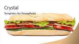  Presentation with lettuce in the vegetable garden - Colorful slide set enhanced with long baguette sandwich with lettuce backdrop and a white colored foreground