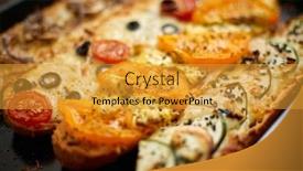  Presentation with tuna - Amazing PPT theme having long-baguettes-pizza-sandwiches backdrop and a gold colored foreground