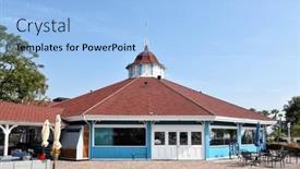  Presentation with beach rainbow - Slide set consisting of long-beach-california-06-mar background and a light blue colored foreground