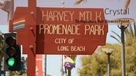  Presentation with california - Presentation theme with long-beach-california-usa-april background and a red colored foreground