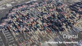  Presentation with container port - PPT layouts consisting of long-beach-california-usa-july background and a gray colored foreground