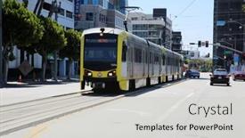  Presentation with metro train - Cool new theme with long-beach-california-usa-march backdrop and a light gray colored foreground