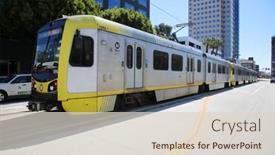  Presentation with metro train - PPT layouts having long-beach-california-usa-march background and a lemonade colored foreground