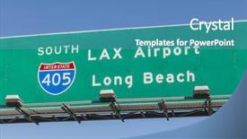  Presentation with interstate freeway - PPT theme having long beach overhead freeway sign background and a  colored foreground