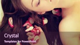  Presentation with face wash woman washing up - Cool new PPT theme with long blond hair and rose backdrop and a wine colored foreground