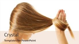  Presentation with long hair - Cool new presentation design with long-blond-human-hair-close backdrop and a yellow colored foreground