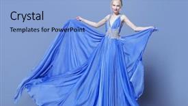  Presentation with elegant abstract of blue green - Audience pleasing presentation consisting of long blue dress with lush backdrop and a light blue colored foreground