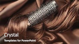  Presentation with long hair - Amazing PPT layouts having long brown hair and hairbrush backdrop and a tawny brown colored foreground