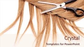  Presentation with long hair - Theme featuring long brown hair style on white isolated background background and a lemonade colored foreground