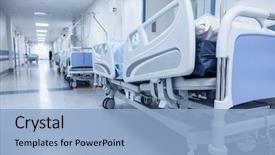  Presentation with surgical - Theme featuring long corridor in hospital background and a light blue colored foreground