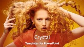  Presentation with long hair - Audience pleasing slide set consisting of long-curly-red-hair-portrait backdrop and a crimson colored foreground