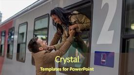  Presentation with train - Cool new presentation design with long distance relationship - arrival by train backdrop and a tawny brown colored foreground