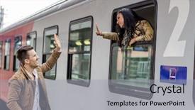  Presentation with train - Presentation design consisting of long distance relationship - arrival by train background and a light gray colored foreground