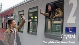  Presentation with relationship - Slide set enhanced with long distance relationship - arrival by train background and a  colored foreground