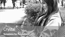  Presentation with online dating - Amazing slides having online dating - pretty young woman using mobile backdrop and a gray colored foreground