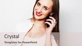  Presentation with phone - Amazing PPT layouts having long distance relationship - pretty young woman using mobile backdrop and a lemonade colored foreground