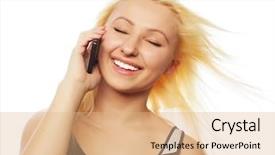  Presentation with phone - Colorful presentation enhanced with long distance relationship - pretty young woman using mobile backdrop and a coral colored foreground