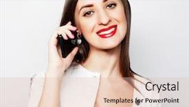  Presentation with phone - Audience pleasing slide deck consisting of long distance relationship - pretty young woman using mobile backdrop and a lemonade colored foreground