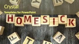  Presentation with blocks - Presentation theme consisting of wooden blocks with the text homesick background and a violet colored foreground