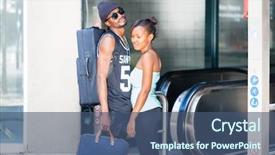  Presentation with leave - Theme enhanced with long distance relationship - african man leave girlfriend background and a ocean colored foreground