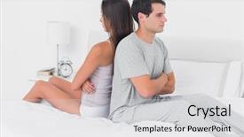  Presentation with people helping each teamwork couple - Cool new theme with long distance relationship - couple ignoring each other sitting backdrop and a light gray colored foreground