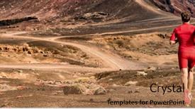  Presentation with trail running runner - Slide deck featuring long distance run through desert background and a coral colored foreground