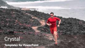  Presentation with trail competition - Beautiful PPT layouts featuring long-distance-ultra-runner-man backdrop and a gray colored foreground