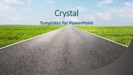  Presentation with highway - Theme consisting of long empty straight road highway background and a sky blue colored foreground