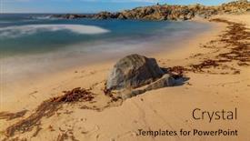  Presentation with ocean - Presentation theme having long-exposure-at-the-ocean background and a  colored foreground