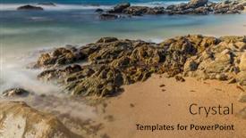  Presentation with ocean - Presentation design consisting of long-exposure-at-the-ocean background and a  colored foreground