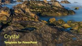  Presentation with ocean - Slide deck having long-exposure-at-the-ocean background and a tawny brown colored foreground