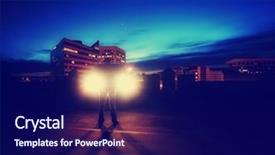  Presentation with vintage car - Cool new presentation design with long exposure of car headlights backdrop and a navy blue colored foreground