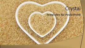  Presentation with rice grain - Amazing PPT layouts having long grain brown rice in heart shaped porcelain dishes forming an abstract background backdrop and a coral colored foreground