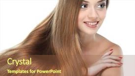  Presentation with cosmetics beauty cosmetic white - Presentation enhanced with long hair - beautiful girl isolated background and a tawny brown colored foreground