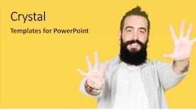  Presentation with long hair man - Cool new PPT layouts with long hair beard and earrings backdrop and a  colored foreground