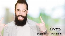  Presentation with long hair man - Cool new slide deck with long hair beard and earrings backdrop and a  colored foreground