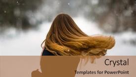  Presentation with long hair - PPT theme with long hair fluttering beautiful url background and a coral colored foreground