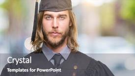  Presentation with face expression recognition - Audience pleasing presentation theme consisting of long hair holding blank paper backdrop and a  colored foreground