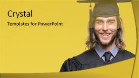  Presentation with long hair man - Colorful slides enhanced with long hair holding blank paper backdrop and a  colored foreground