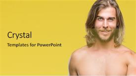  Presentation with long hair man - PPT layouts with long hair showing sexy body background and a  colored foreground