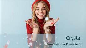  Presentation with long hair - Cool new slide deck with long hair standing under falling backdrop and a light blue colored foreground