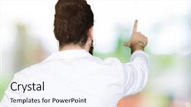  Presentation with medical leadership - Colorful presentation enhanced with long hair wearing medical backdrop and a sky blue colored foreground